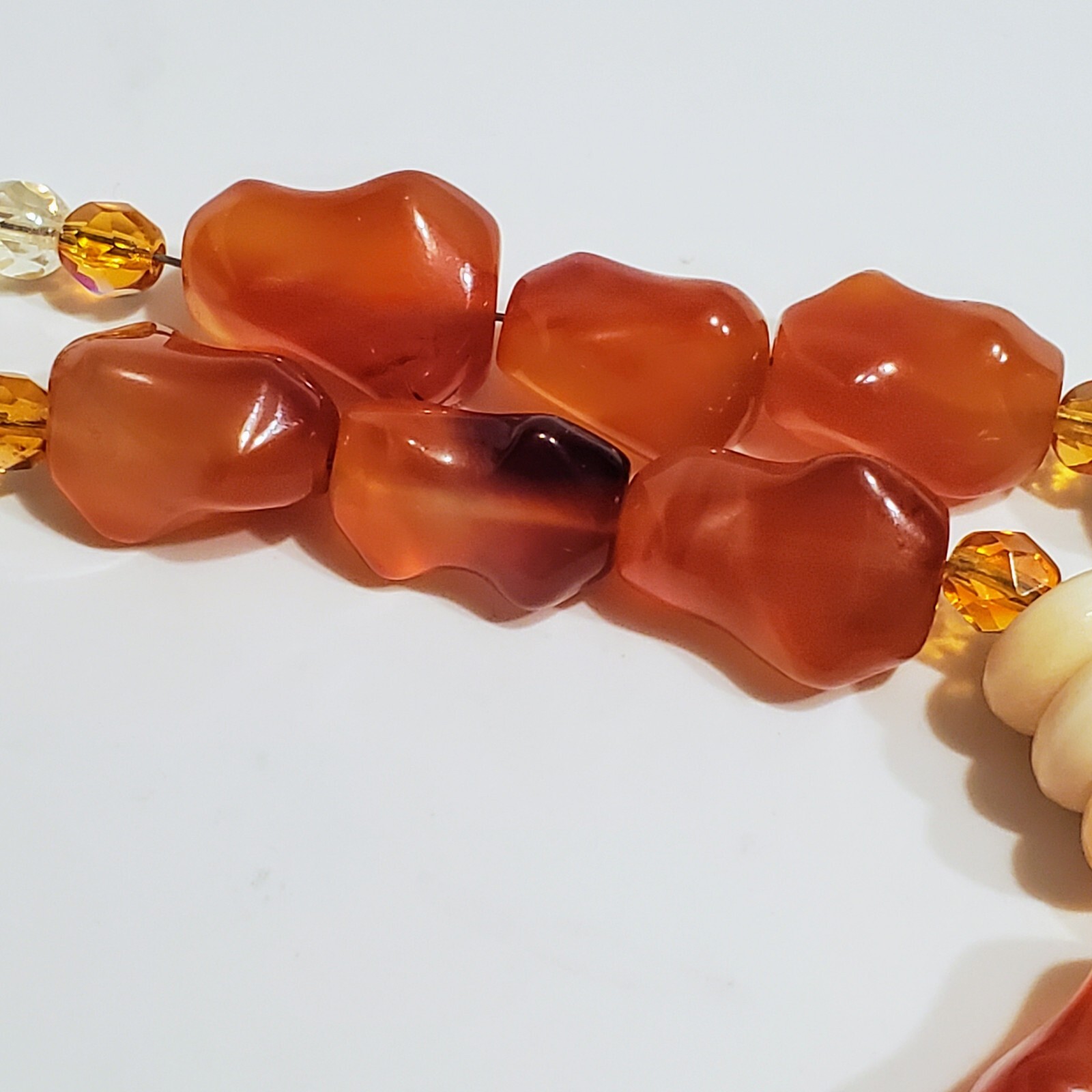 Bead Necklace Carnelian Agate Bone Crystal Butterscotch Egg Yolk Amber Beads UV