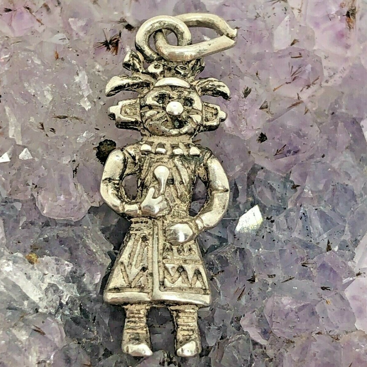 Vintage Sterling Silver 3D Detailed Aztec Person Pendant 1.3 Grams