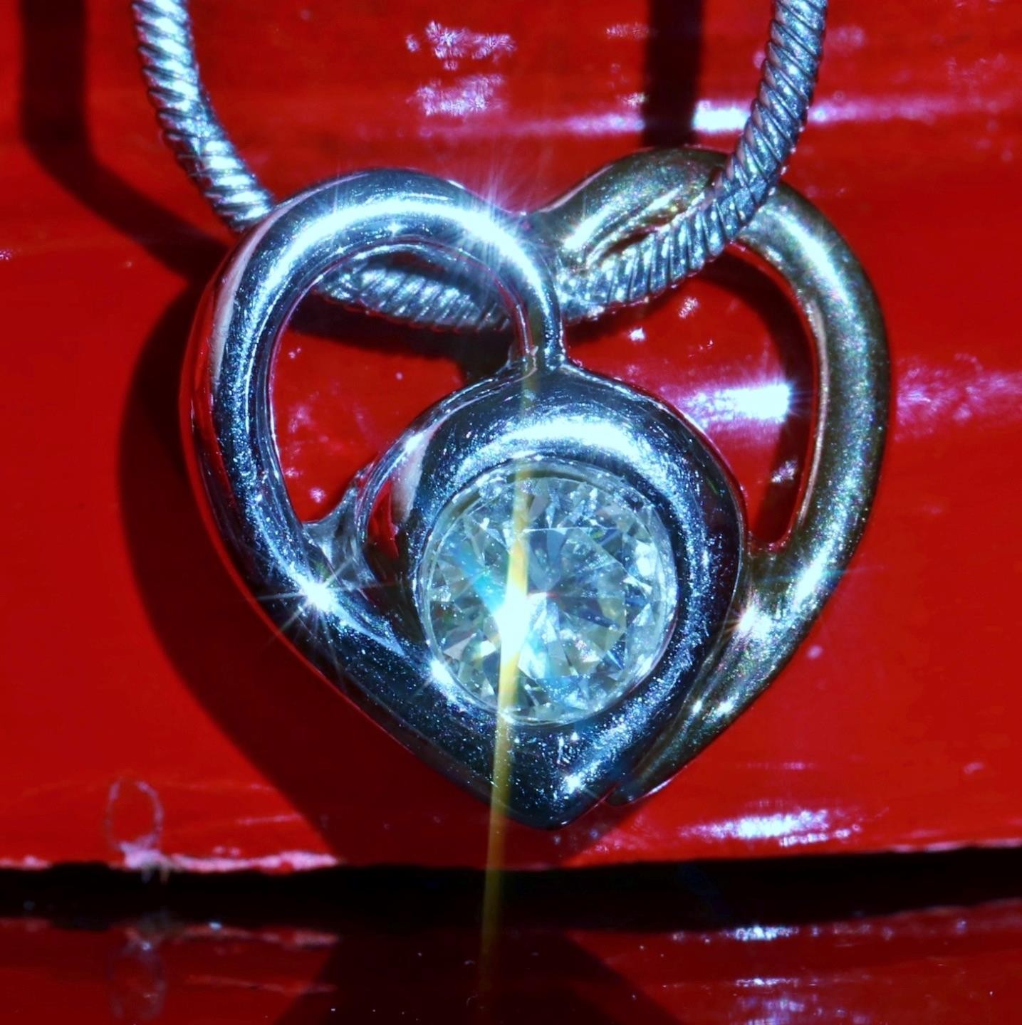 14k multi tone gold pendant 0.35ct natural diamond heart 18.0″ necklace 5.38gr