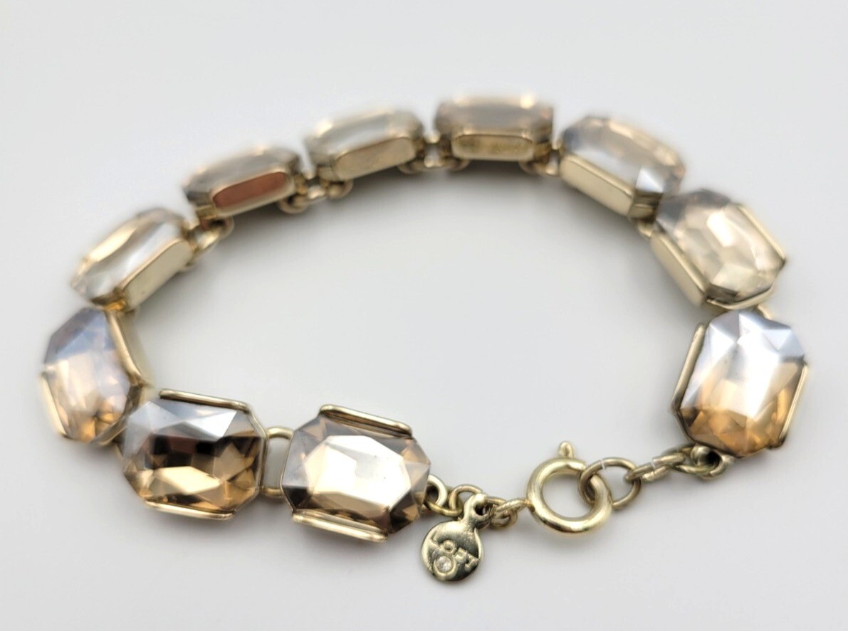 Vintage LOFT Chunky Rhinestone Gold Tone Bracelet Large Faceted Rhinestones