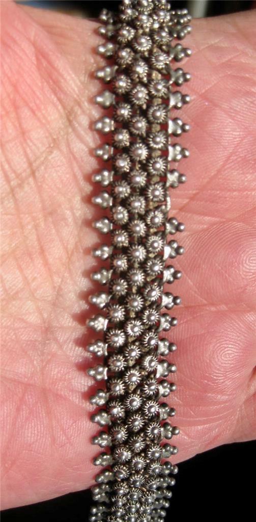 antique 19C Victorian Sterling Silver CANNETILLE BRACELET Mesh Like beautiful