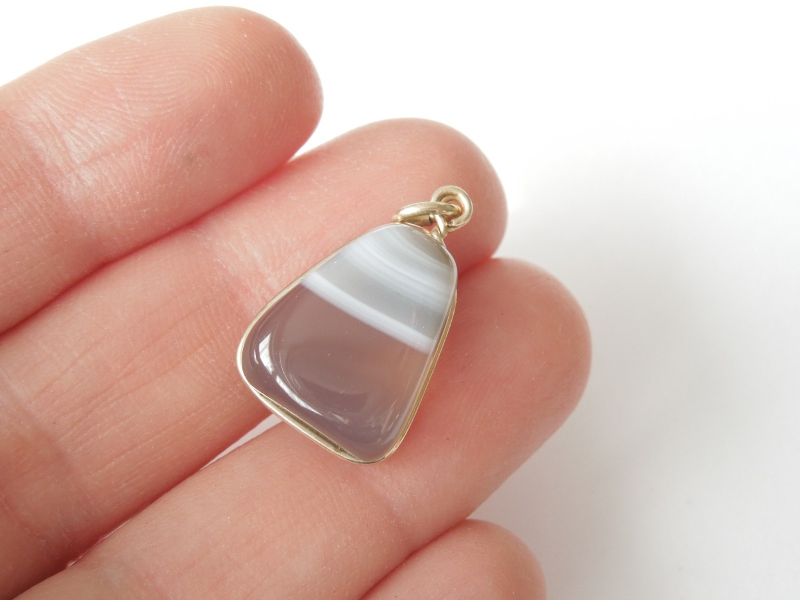 Botswana Agate Pendant Banded Natural Stone Small 0.1oz/1×0 5/8×0 5/16in