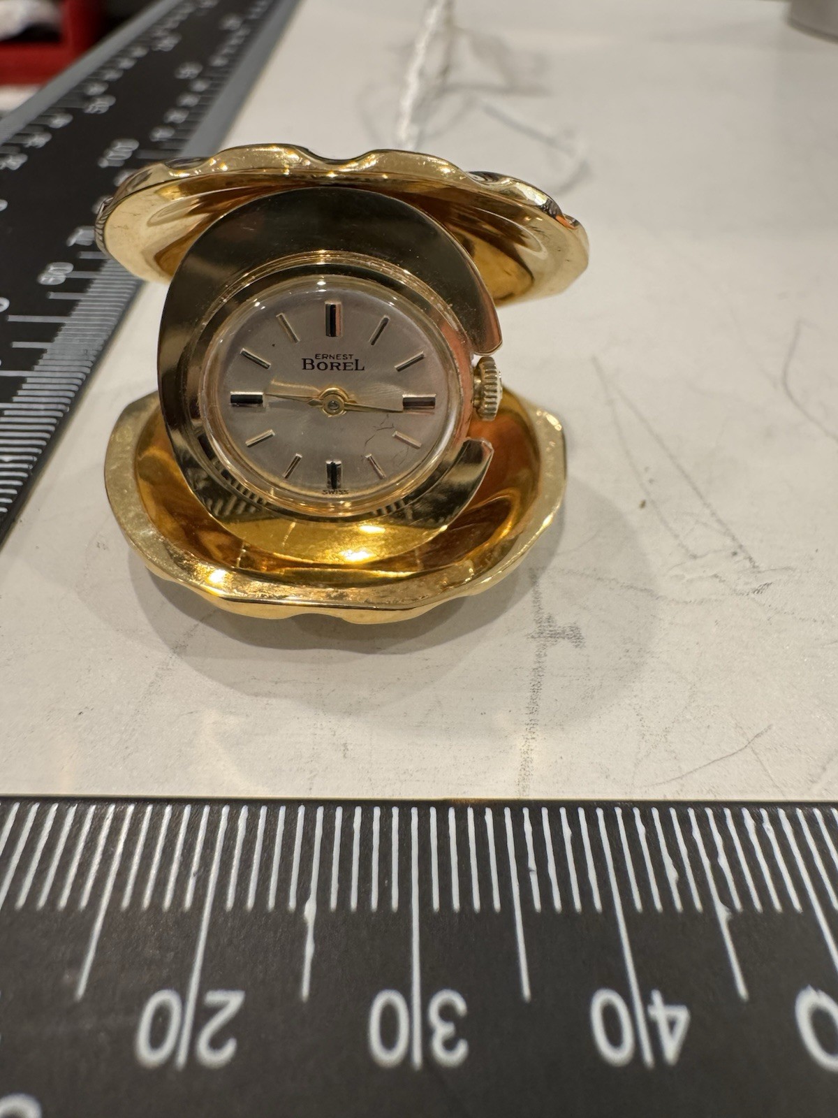 Rare Ernest Borel Clam Shell Manual Wind Pendant Watch- Working
