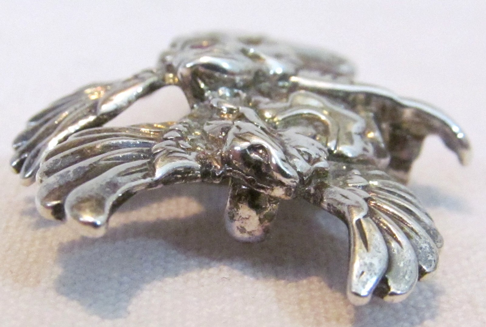 Vintage Shube Dimensional Angels Solid Sterling Silver Pendant Pin Brooch 2″long