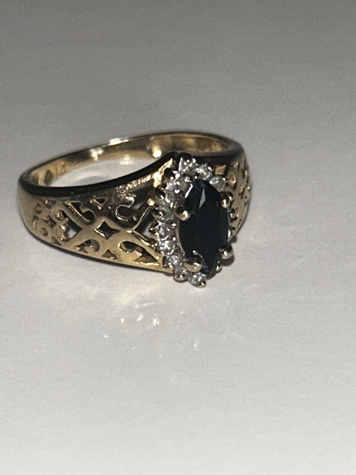14K Gold Onyx Diamond Ring Vintage