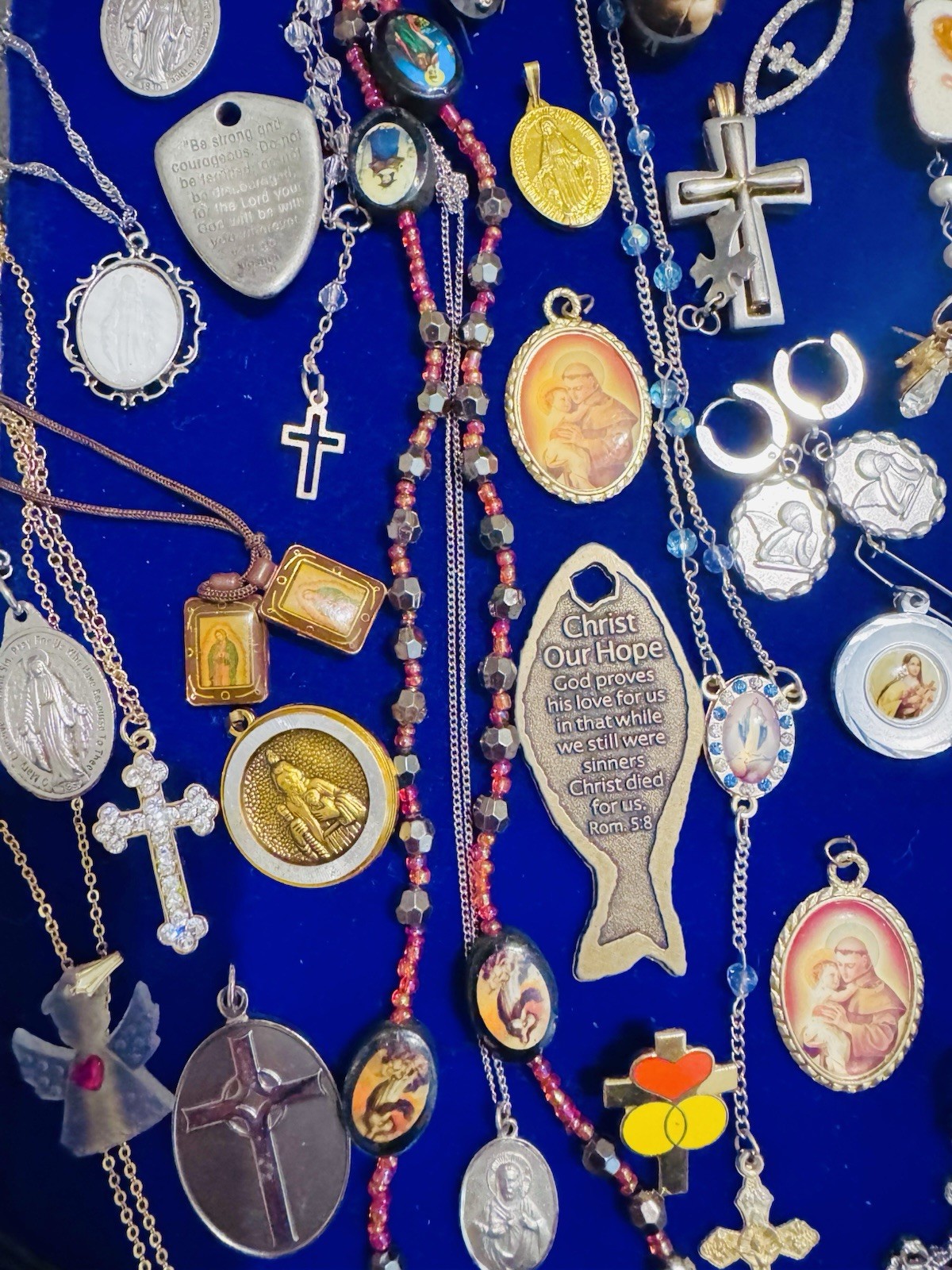 Vintage Modern Religious Cross Necklace Jewelry Lot 120+ Italy Germany Bethlehem