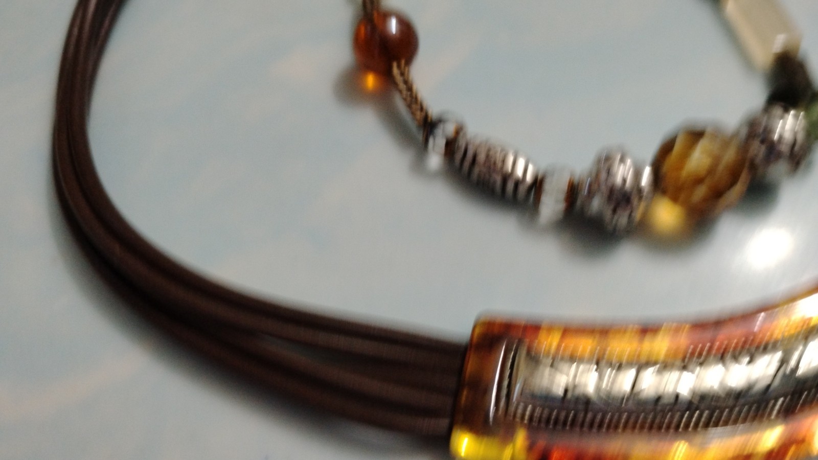 Vtg Statement Choker Necklace & Stretch Beaded Bracelet Set