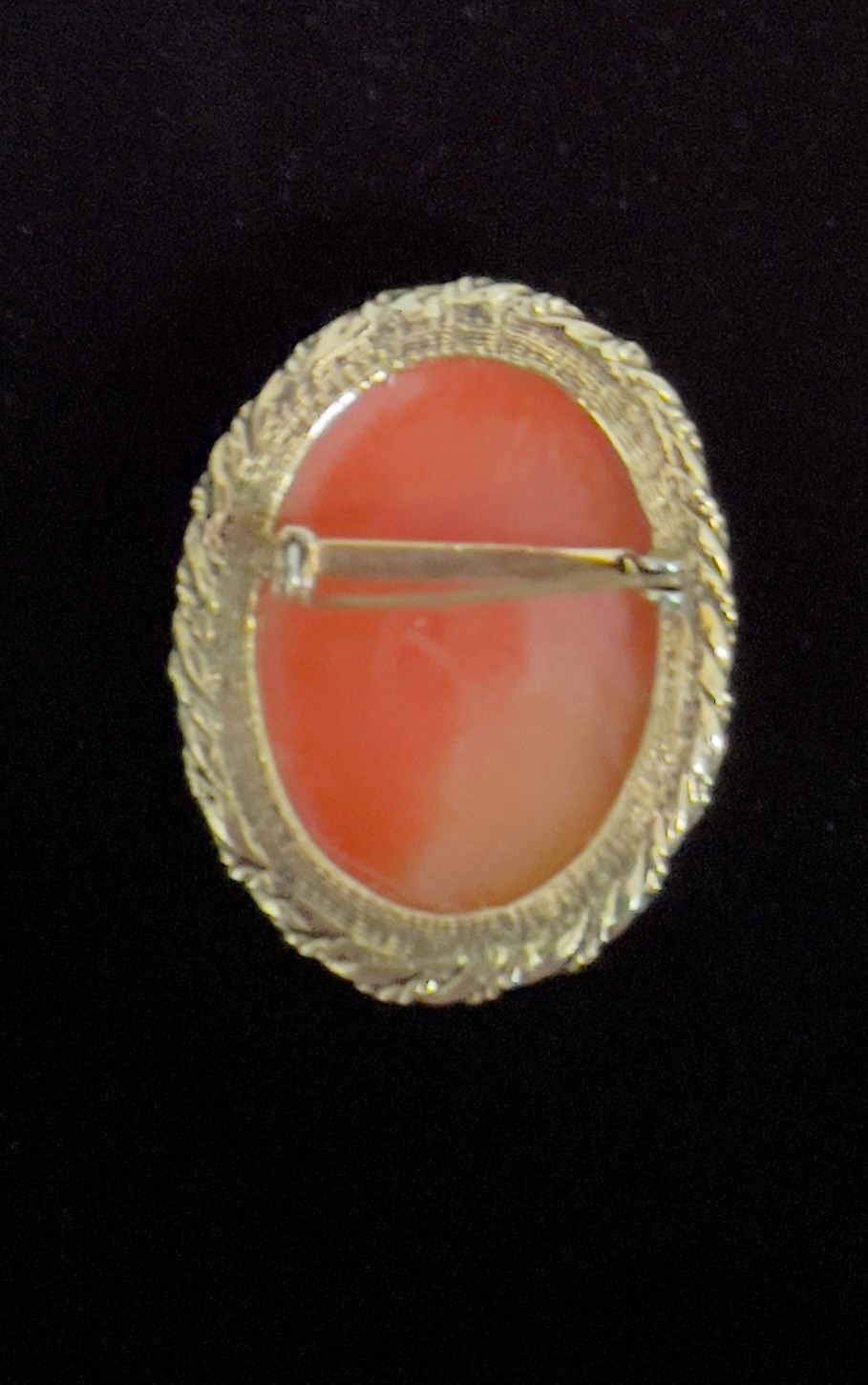 Vintage Gold Tone Orange & Cream Cameo Brooch & Cameo Stick Pin