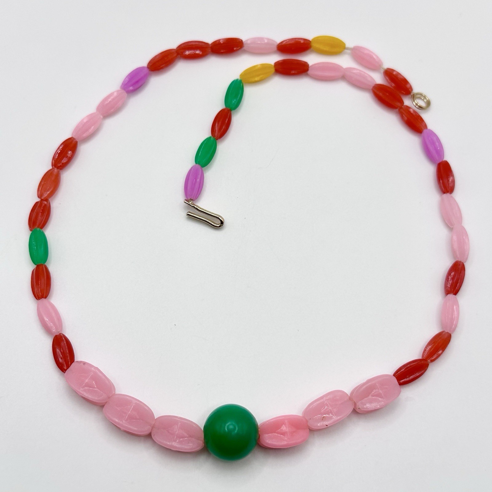 Vintage Multicolor Plastic Bead Necklace Fruit Theme 16” 19” Set Of 2 Read