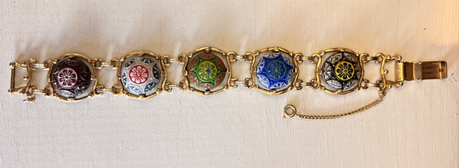 D&E for Celebrity Vintage Moroccan Matrix Glass Cabochon Bracelet