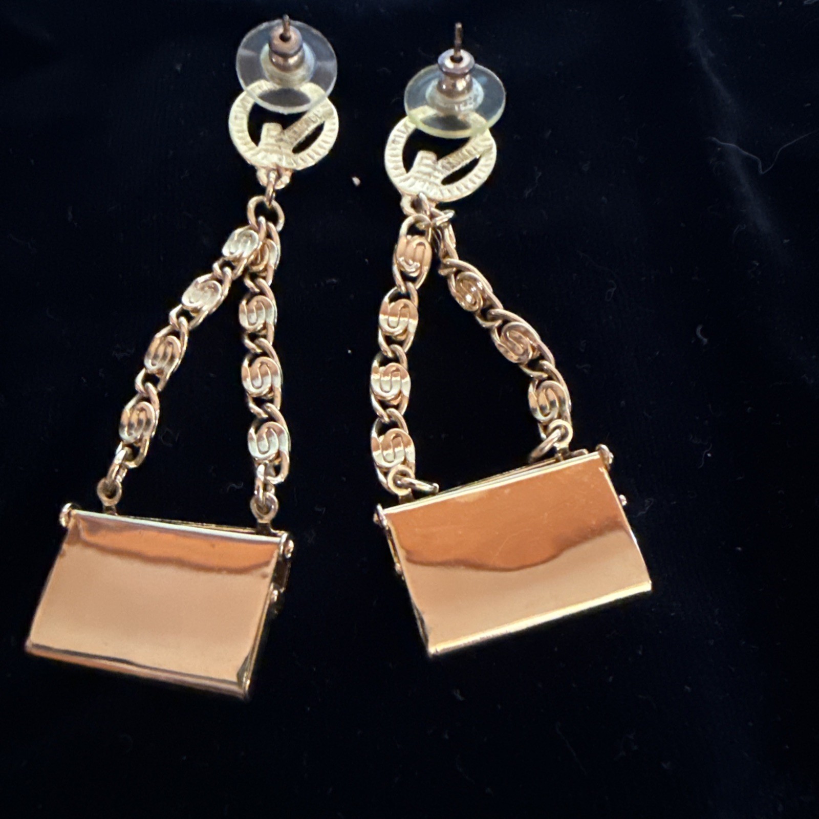Extremely Rare St John’s Swinging Purse Earrings Gold Tone
