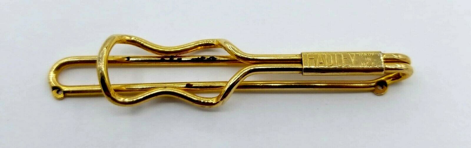 Antique Vintage Hadley Money Clip or Tie Bar Yellow Gold Tone #P817