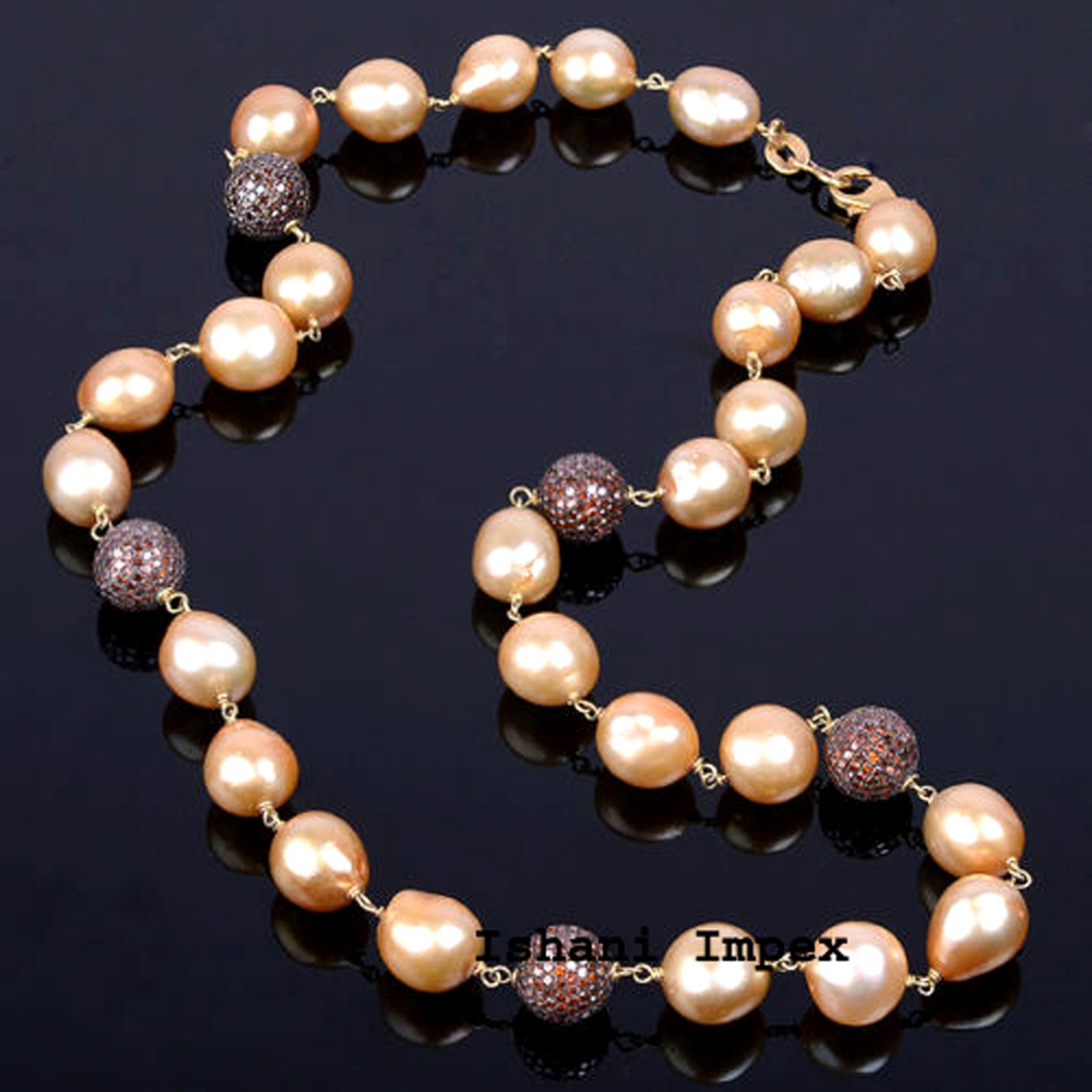 Natural Rose Cut Diamond , Pearl & 925 Sterling Silver Necklace Jewelry