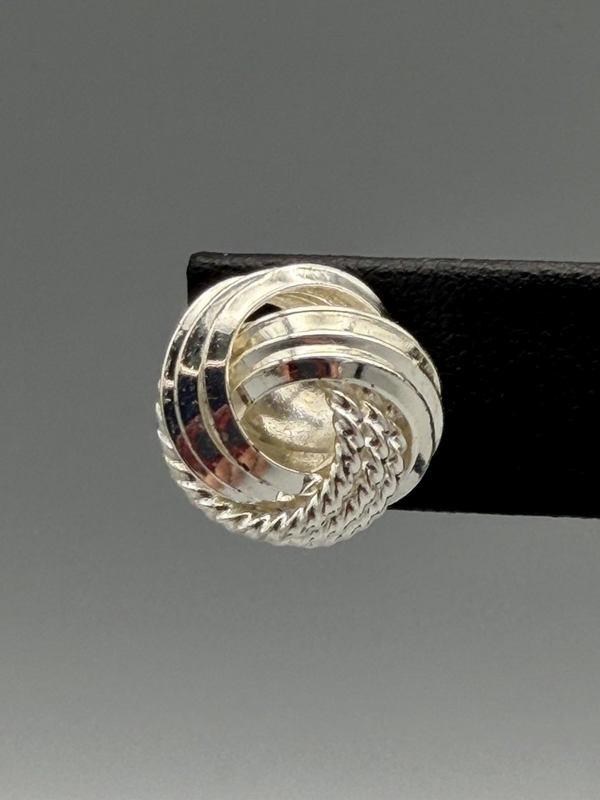 Vintage Silver Tone Knot Stud Earrings Rope Swirl Design Post Back