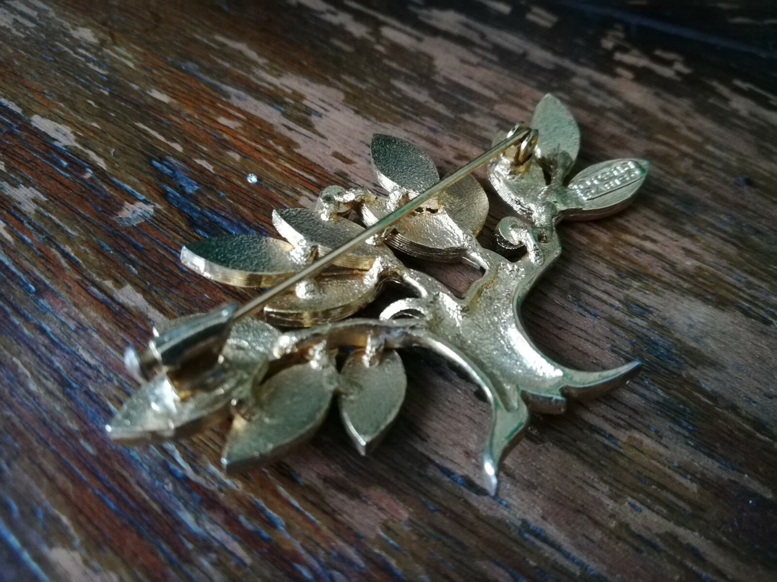 Vintage Orena Paris Tree of Life Gold Tone Brooch Pin Trombone clasp