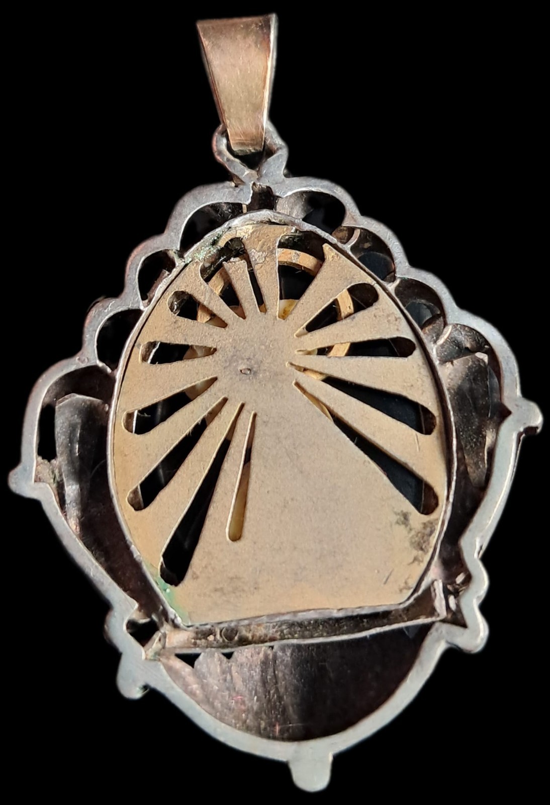 Fine Antique Art Deco Silver Gold Madonna Virgin Mary and Jesus Pendant Ca 1930