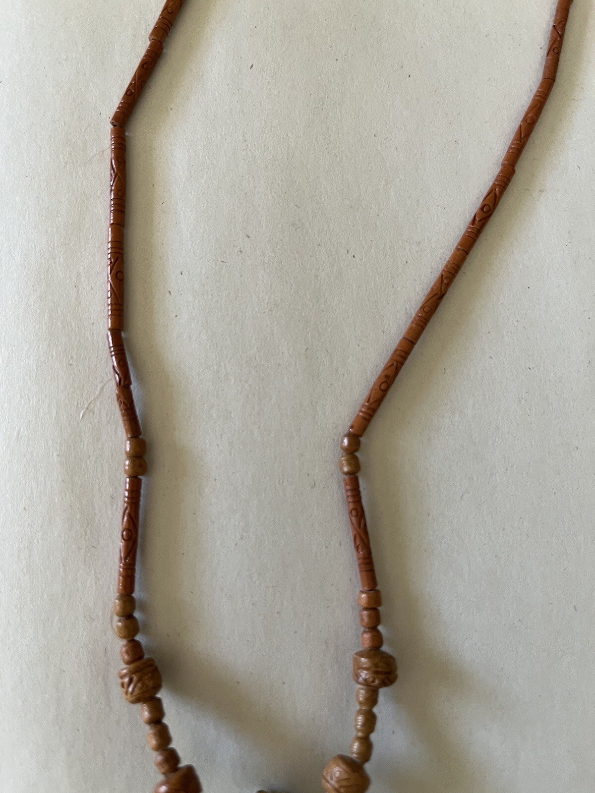 Vintage LEPS Green Ceramic Turtle Necklace Wood Beads Screw Clasp 17.5″