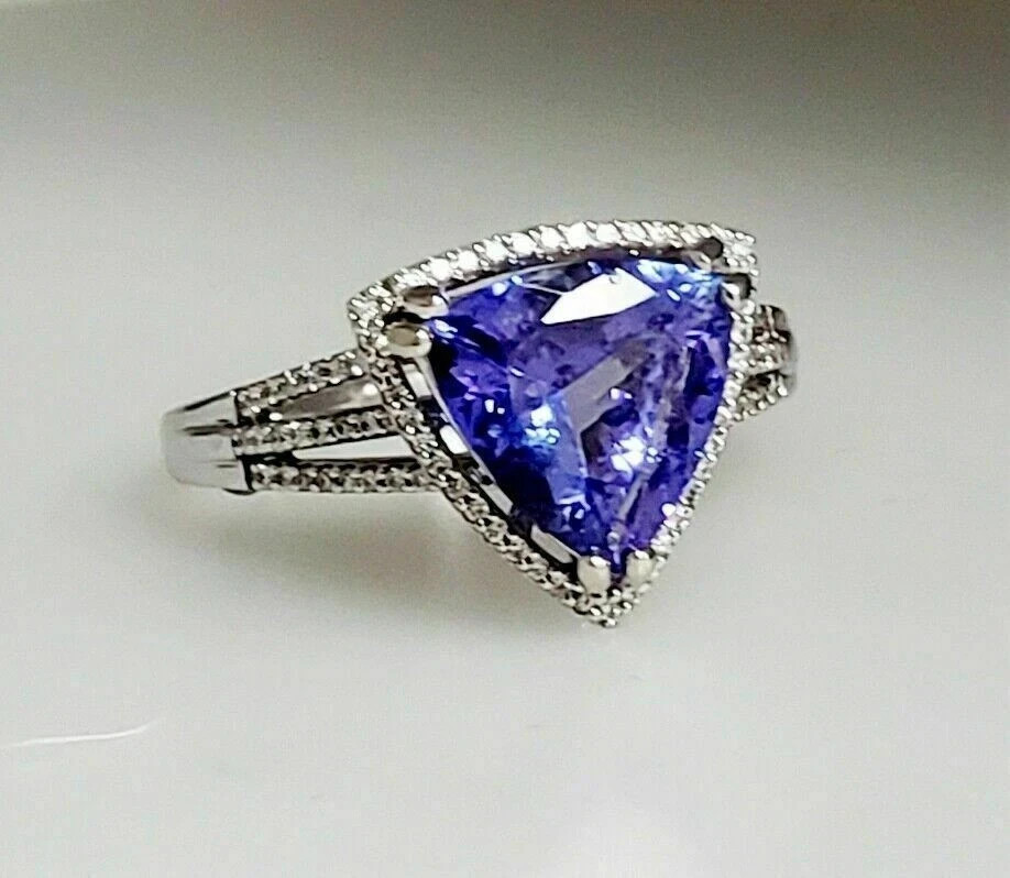 3Ct Art Deco Style Lab Created Diamond & Sapphire Wedding 14K White Gold FN Ring