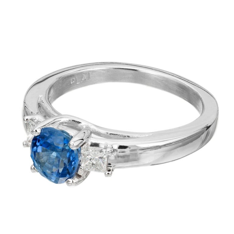 Peter Suchy 1.52 Carat Sapphire Diamond Platinum Three-Stone Engagement Ring
