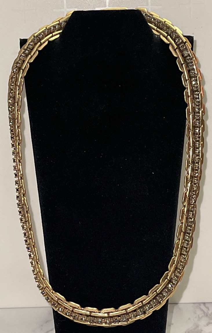 Vintage Stella & Dot Rhinestone Gold Tone Necklace HJ-54