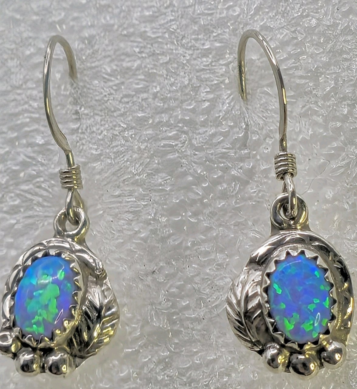 Sterling Silver & Opal Dangle earrings 2.17 Gs