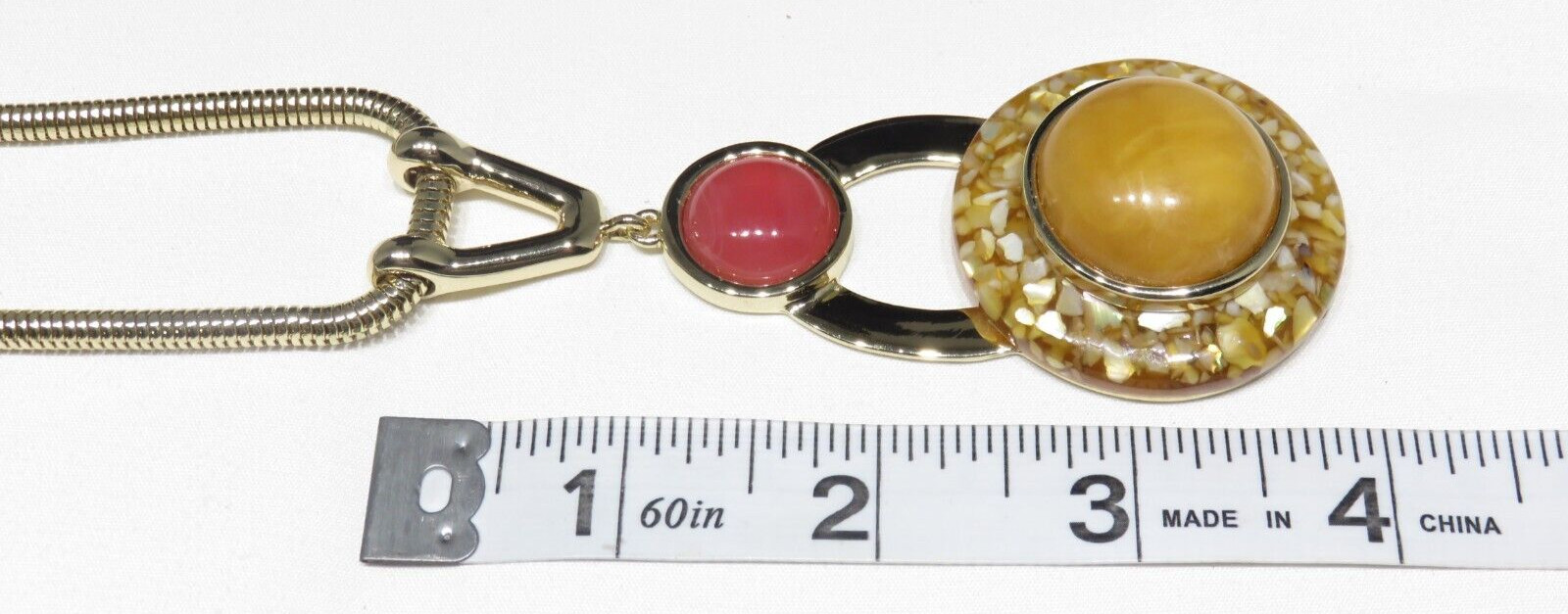 Vintage Gold Tone Pink, Orange, Cream Pendant Lot 1847S lisasfinds