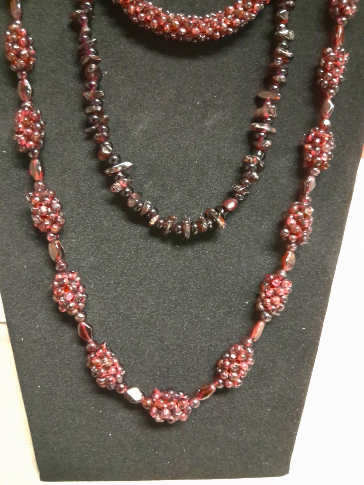 Vintage Bohemian Garnet Necklace, Natural Garnet & Bohemian Garnet Bracelet Lot