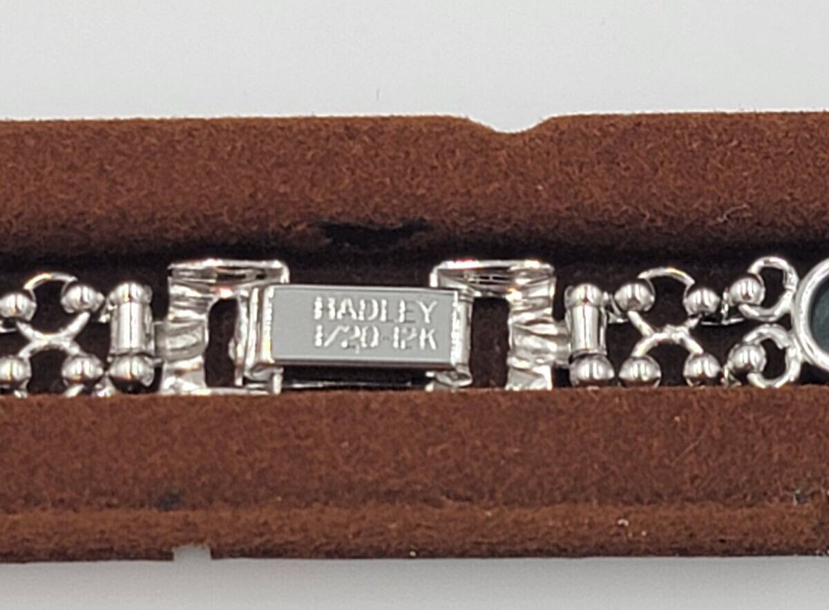 VTG HADLEY CARVED GEMSTONES SCARAB WATCHBAND 12K G.F. SEMI PRECIOUS STONES