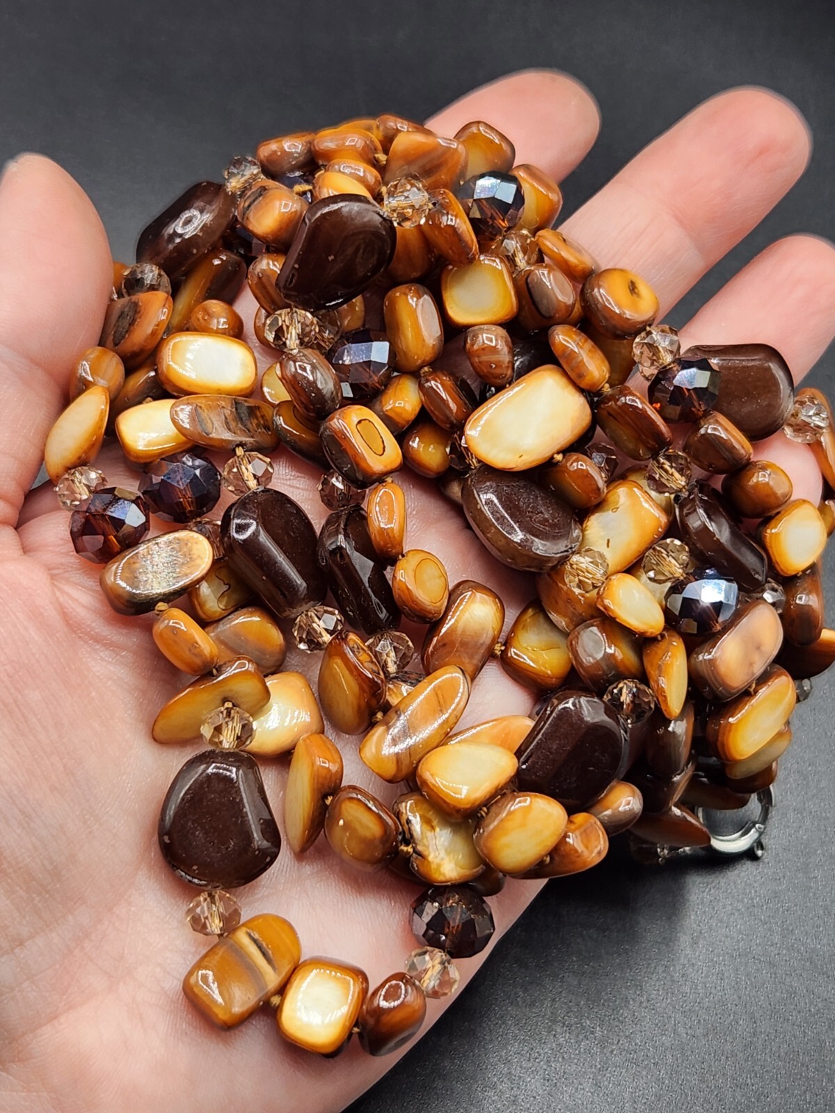 Multistrand Shell Glass and Acrylic Beads Necklace