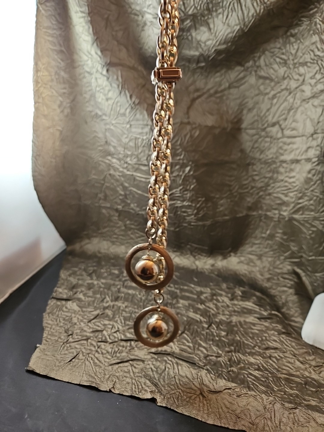 BOLERO LARIATE SLIDE NECKLACE Tassles of Orbitting Planets Mid-Century MCM 50s