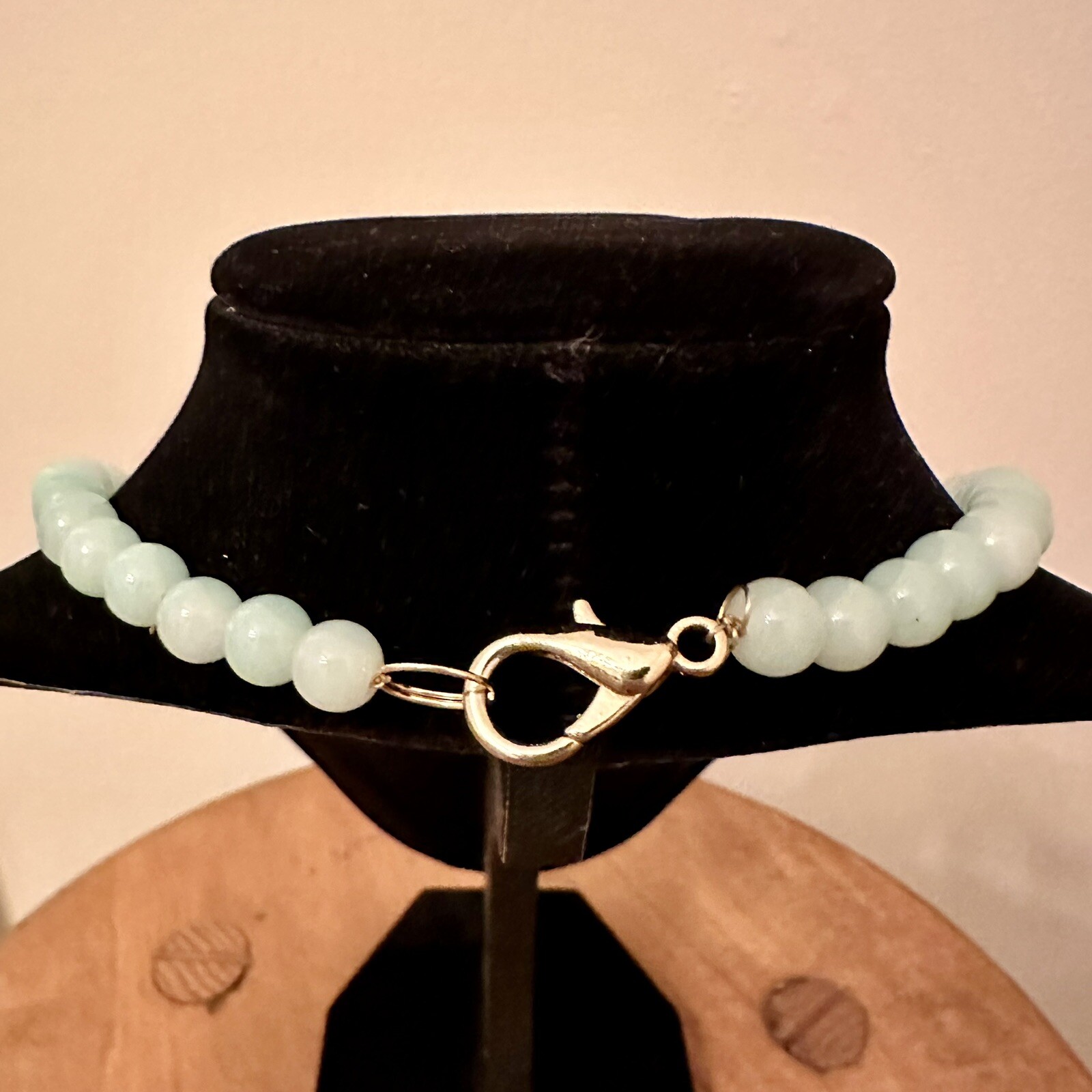 Vintage Light Blue Mint Beaded Collar Necklace Sunburst Gold Tone Statement