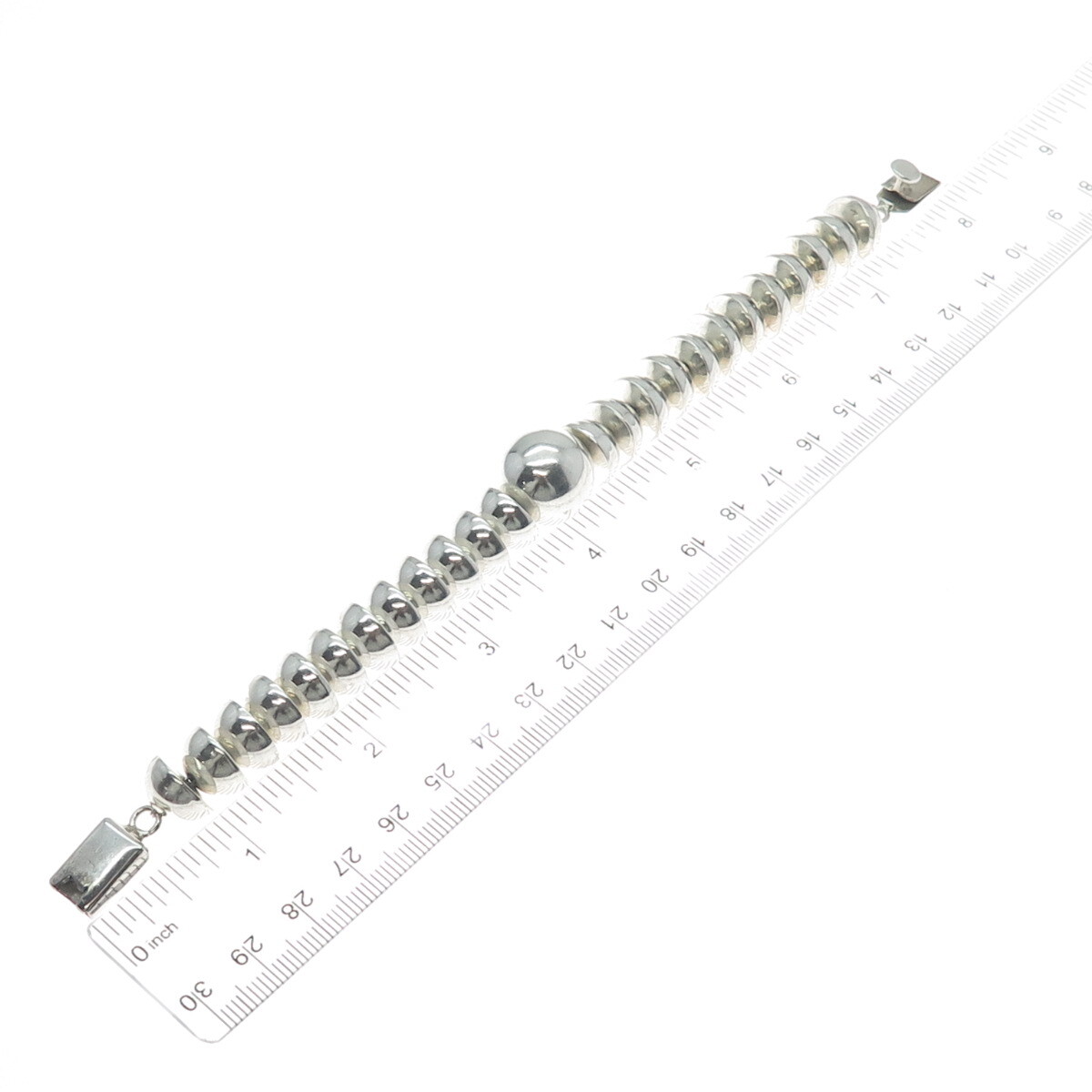 DOMINIQUE DINOUART 925 Sterling Silver Vintage Mexico Beaded Link Bracelet 6.75″