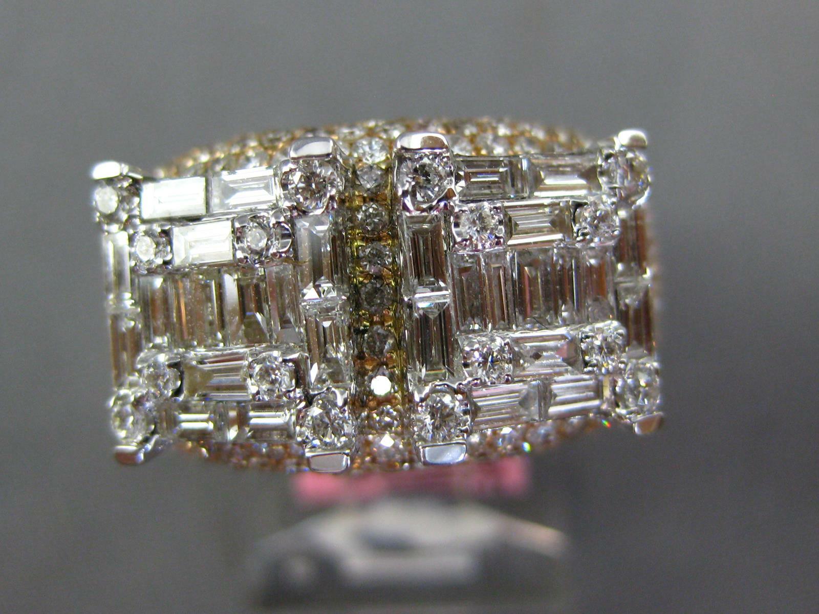 LARGE 2.69CT DIAMOND 18K WHITE AND ROSE GOLD ROUND & BAGUETTE DOUBLE SQUARE RING