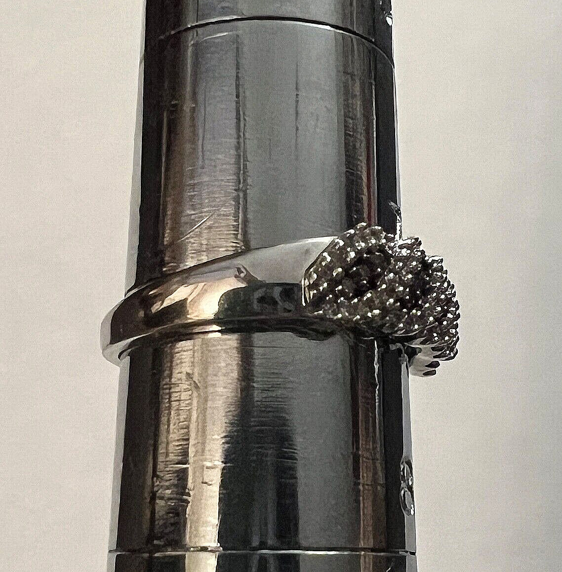 Vintage 10K White Gold White & Brown Diamond Ring Size 7