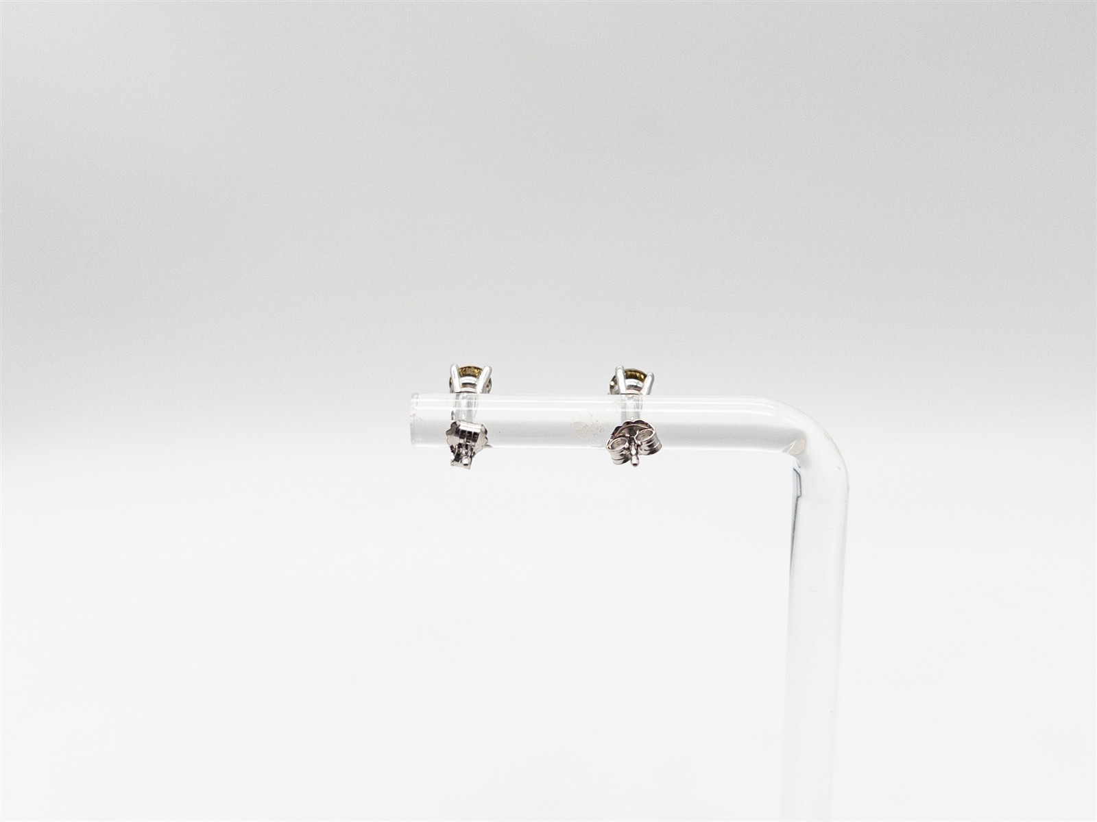 NEW $2000 1ct Si1 Natural Champagne ROUND Diamond 14k White Gold STUD Earrings