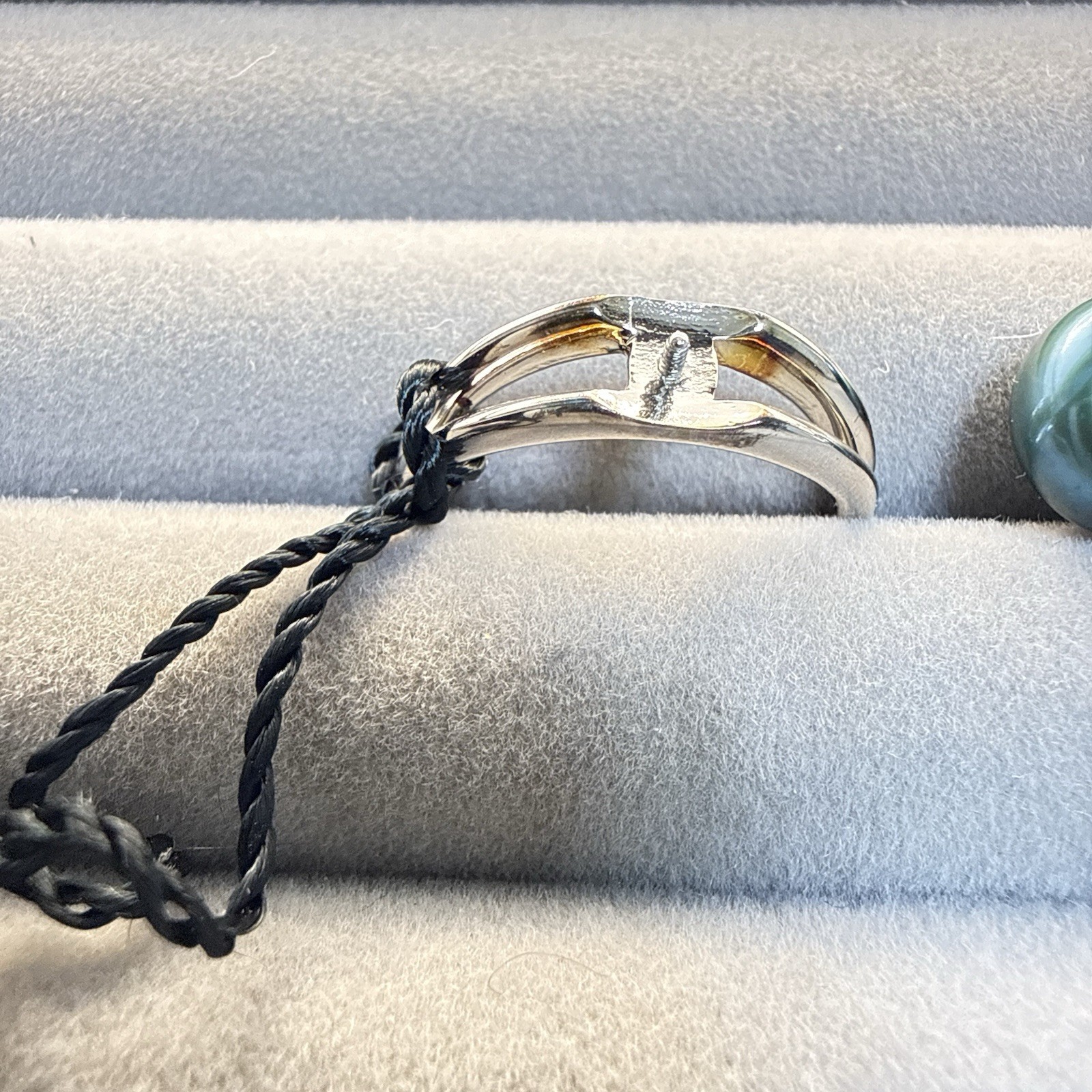 Honora Pearl Ring Sterling Silver 925 Interchangeable sz 8 Solitaire Blue Gray