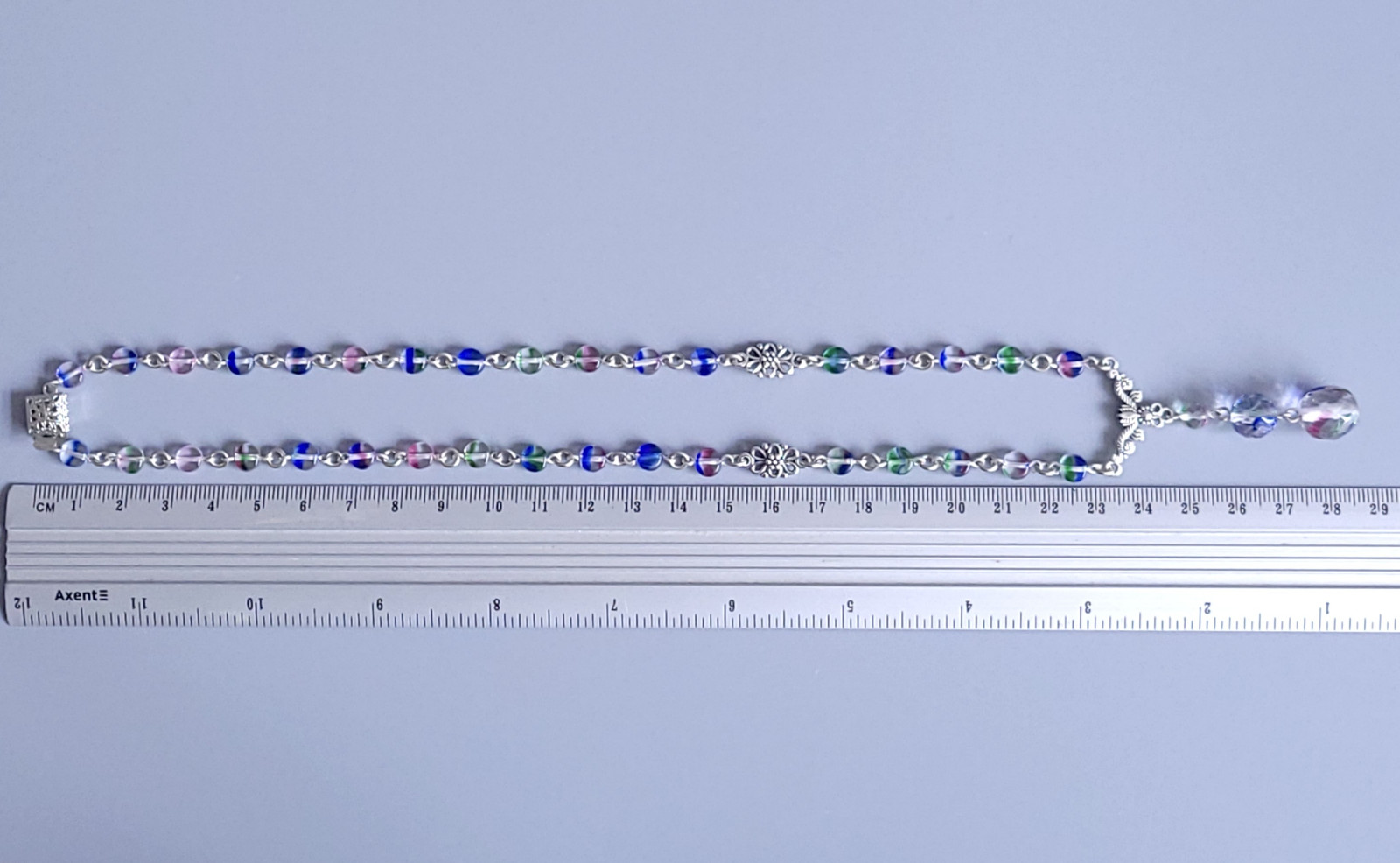Iris Glass Necklace 19” Multicolor Czech Vintage Beads Women`s Jewelry
