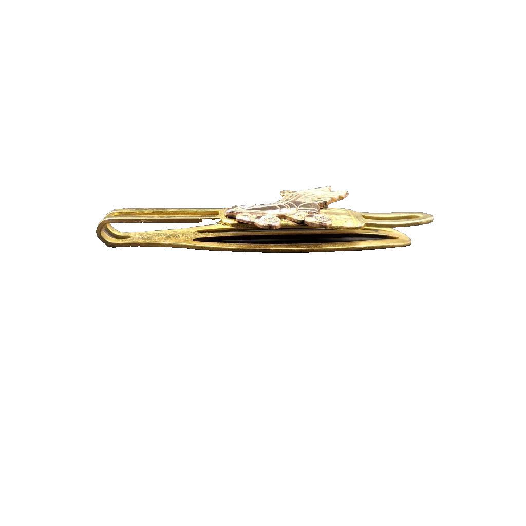 Vintage Tie Clip or Money Clip Roller Skate with Wings Gold Tone