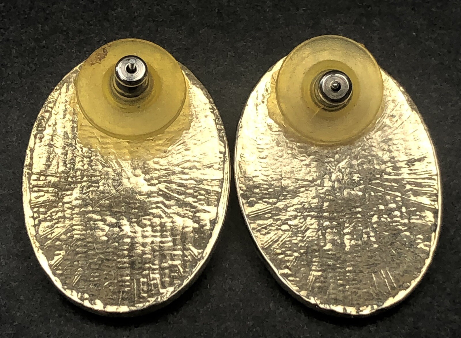 Vintage Blue And Gold Toned Enameled Fashion Estate Earrings