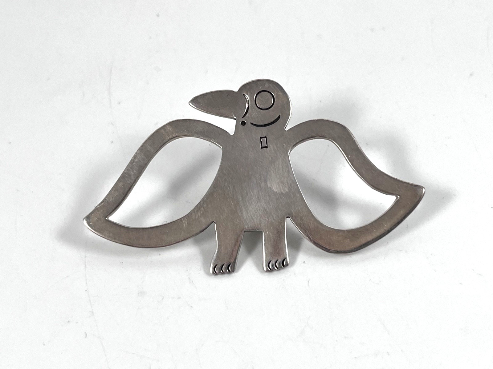 VINTAGE FORBES STERLING SILVER MODERNIST TUNDERBIRD PENDANT PIN BROOCH
