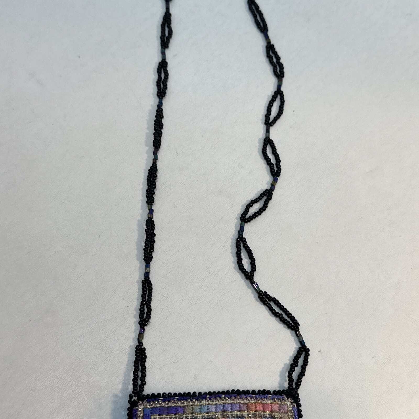 Vintage Handmade Kitty Cat Sead Bead Southwestern Necklace With Fringe Dangle