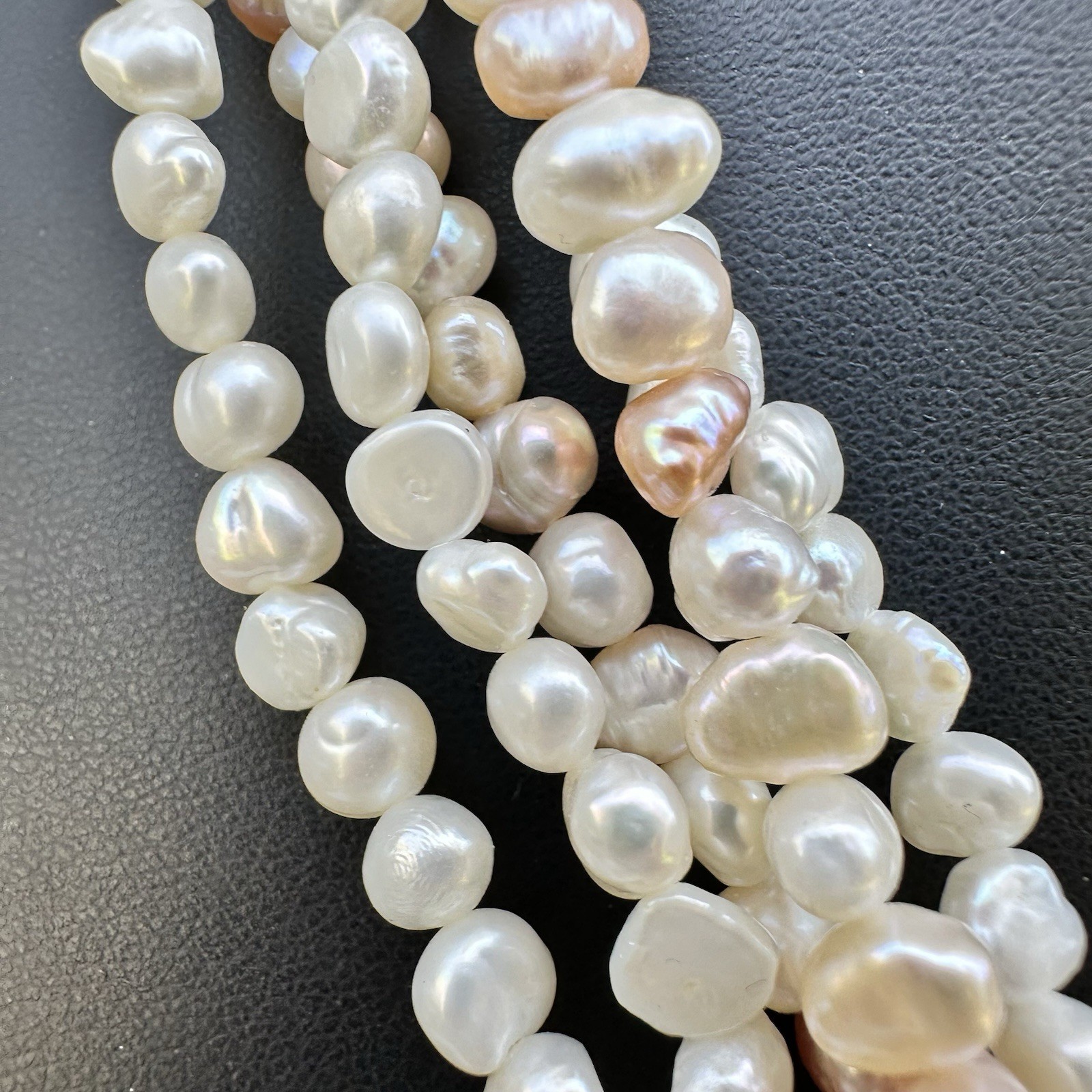 Freshwater Pearl Necklace Bracelet Set White Blush Pink Convertible Multi-strand