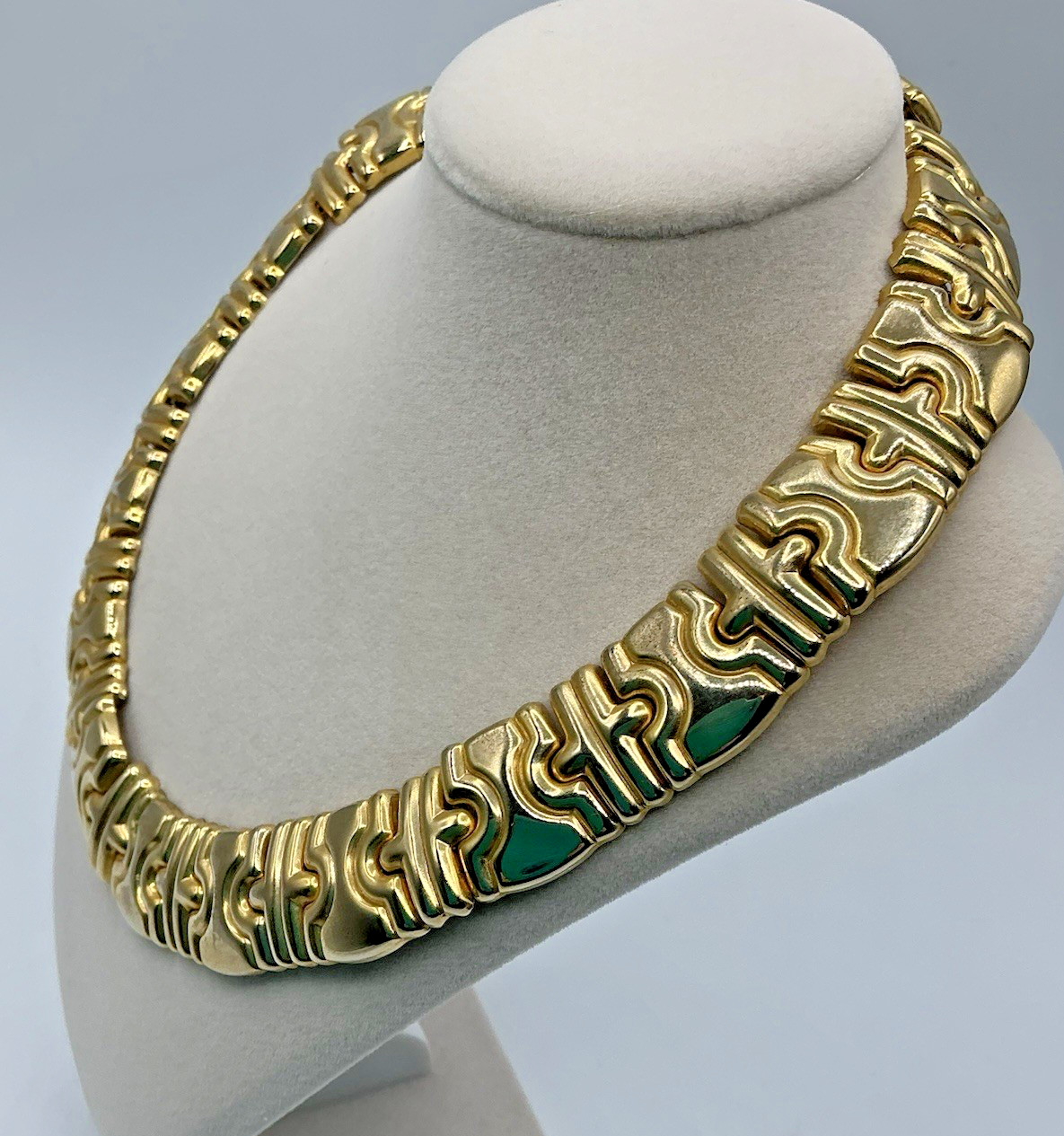 Vtg Gold Tone Wide Link Chunky Statement Collar Choker Necklace Egyptian Style