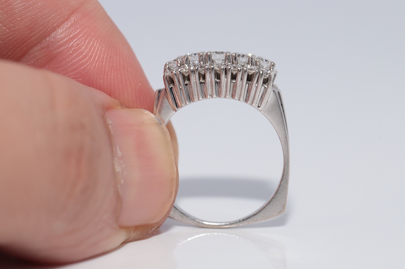 Antique Circa 1920s Art Deco 18k Gold Natural Diamond Decorated Ring