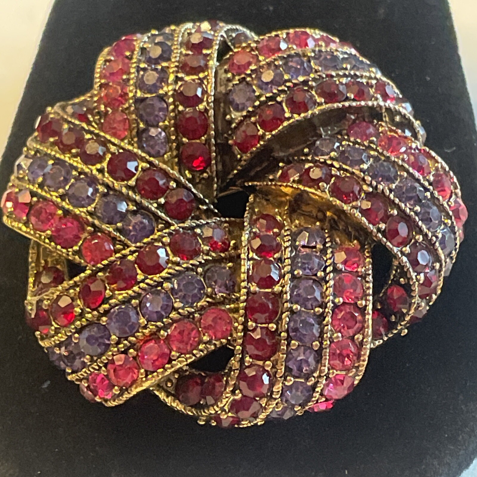 MINT Vintage Monet Signed Red Purple Pink Sparkling Rhinestones Brooch U13