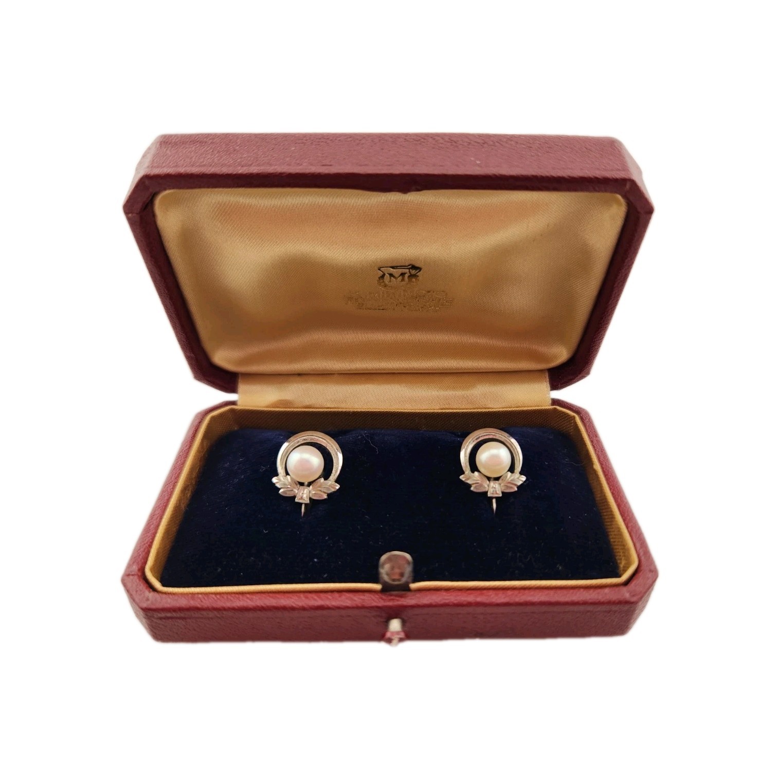 Vintage Mikimoto Pearl Earrings Sterling Silver M S Mark With Box Stunning Gift