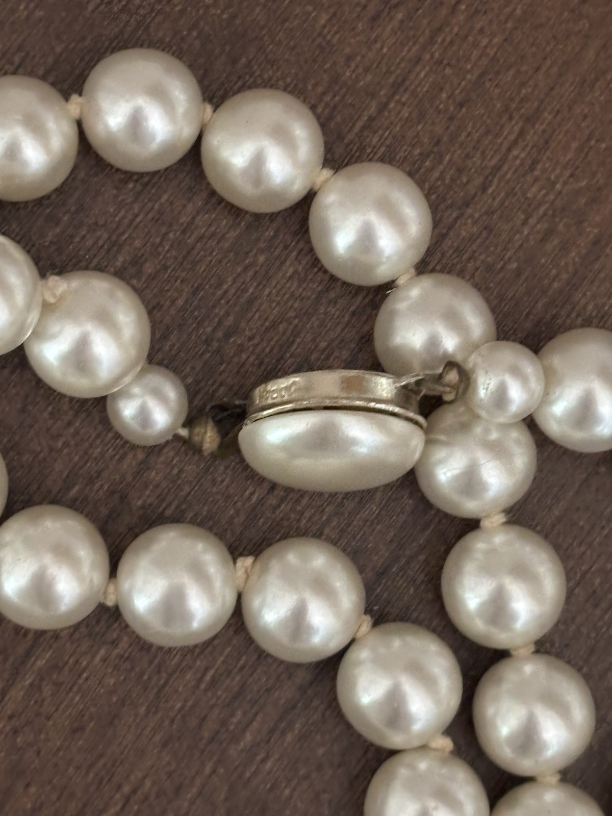 Faux Pearl Necklace 925 Sterling Silver tone Statement 17.5 in Vintage