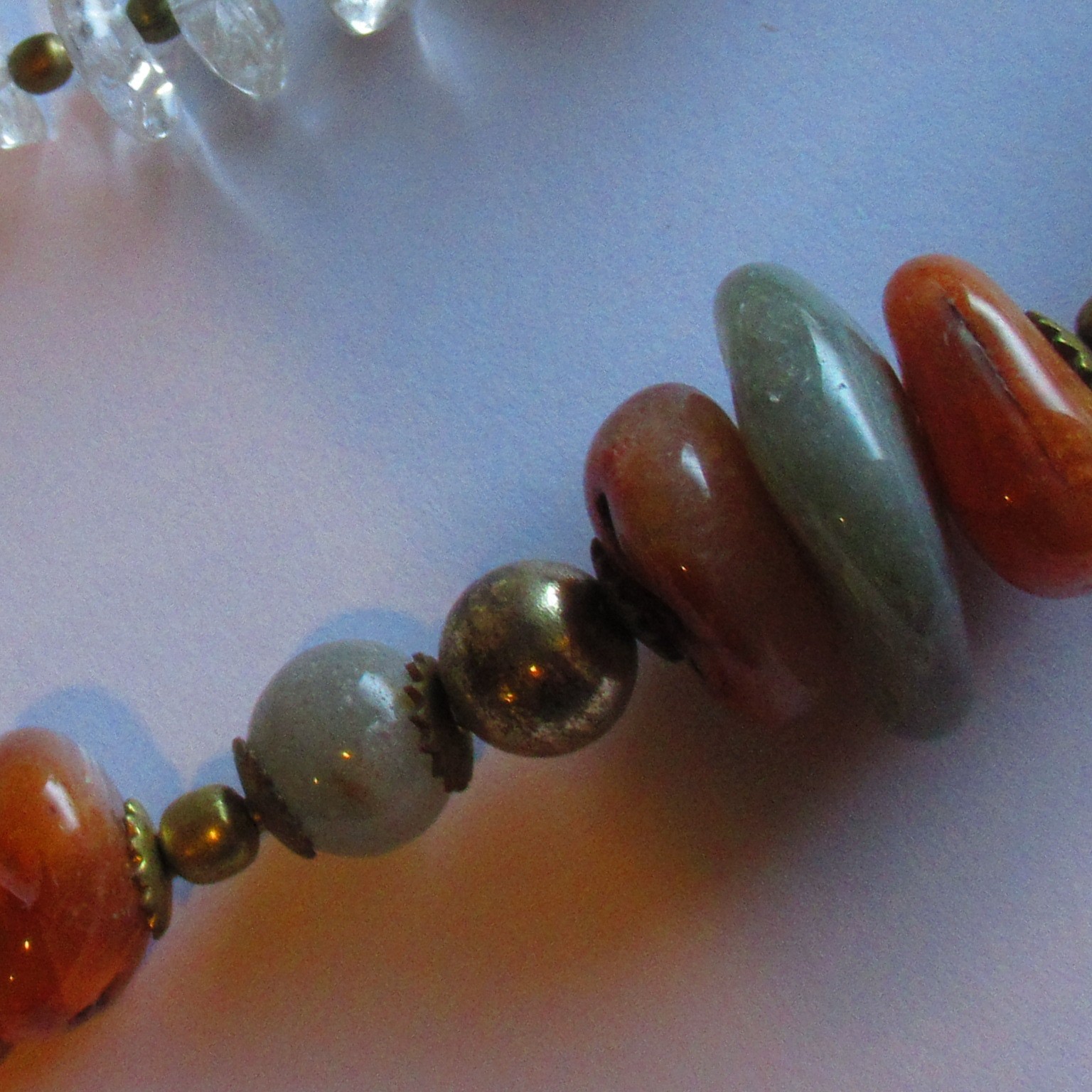 Art Deco 40’s Bohemian Ethnic Mexico Agate Quartz jasper Carnelian Necklace