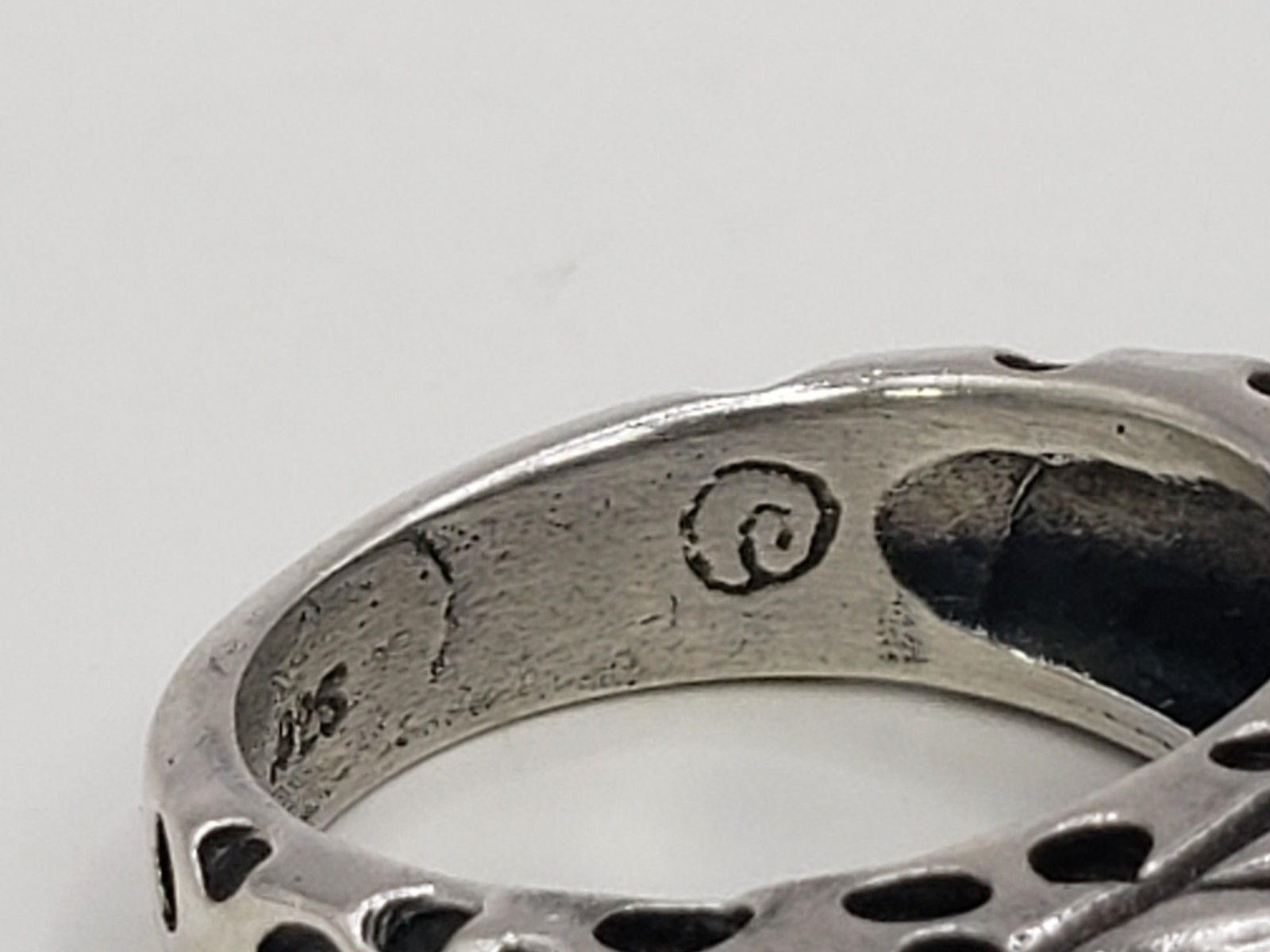 Vintage DLM Dian Malouf Sterling Silver Sailor Tattoo Style MOM Ring Size 5.75