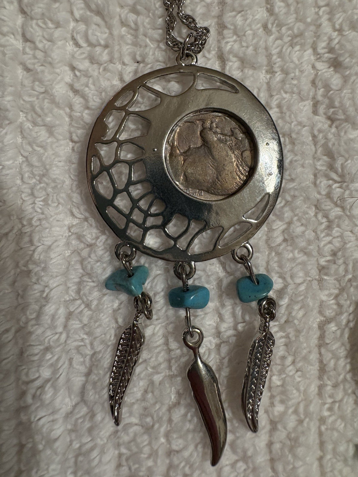 Buffalo Nickel Dreamcatcher Necklace & Earrings Set – Vintage Coin Jewelry